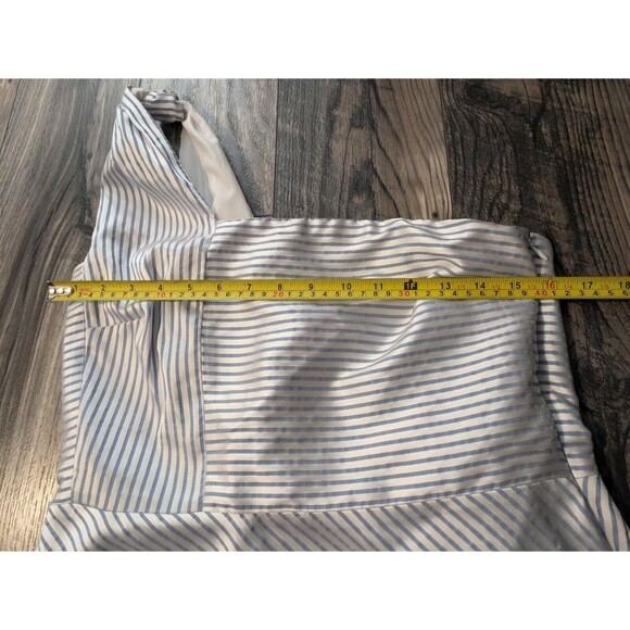 Banana Republic One Shoulder Satin Blue White Stripe Fit and Flare Dress size 8 - Picture 9 of 11